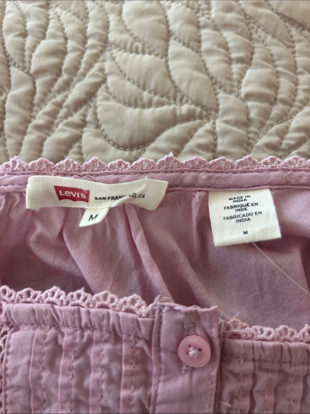 Levi's Light Pink Lace-Trim Button Tank - Picture 3 of 4
